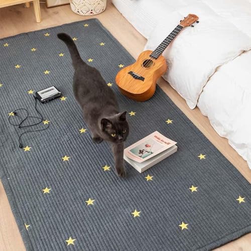 キリトラグ 洗える コットン ラグマット 90×120CM オールシーズン 夏用 星柄 北欧 長方形 ラグ カーペット 滑り止め 綿 床暖房 ホットカーペット対応 こたつ敷布団 ベッドルーム用 グレー (グレー,90*120cm)