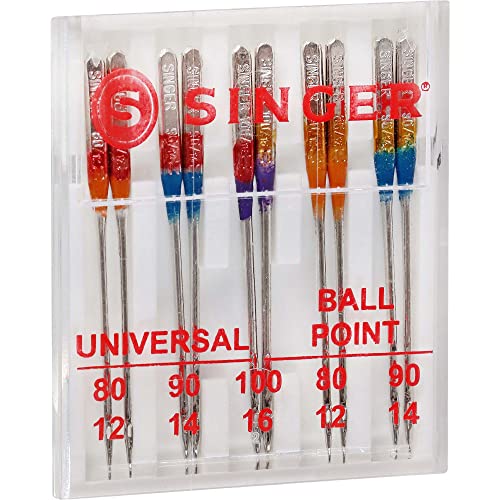 Singer Universal Regular & Ball Point Sewing Machine Needles, Sizes 80/12, 90/14, 100/16 - 10 Count #TOP3