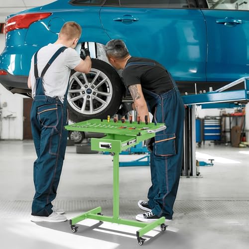 Adjustable Height Mobile Work Table with Lockable Wheels, 300LBS Capacity Heavy Duty Steel Rolling Cart for Garage, Repair Shop, Workshop & DIY - Height Adjustable from 35" to 44.8" by GarveeHome - Image 2
