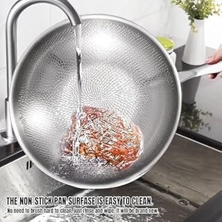 Kouamor Poêle en titane Pro avec couvercle de 25,4 cm/27,9 cm/30,5 cm, poêle à frire en titane, ultra-résistante, anti-rayures, antiadhésive, poêles nutritionnelles en titane, multifonctionnelles