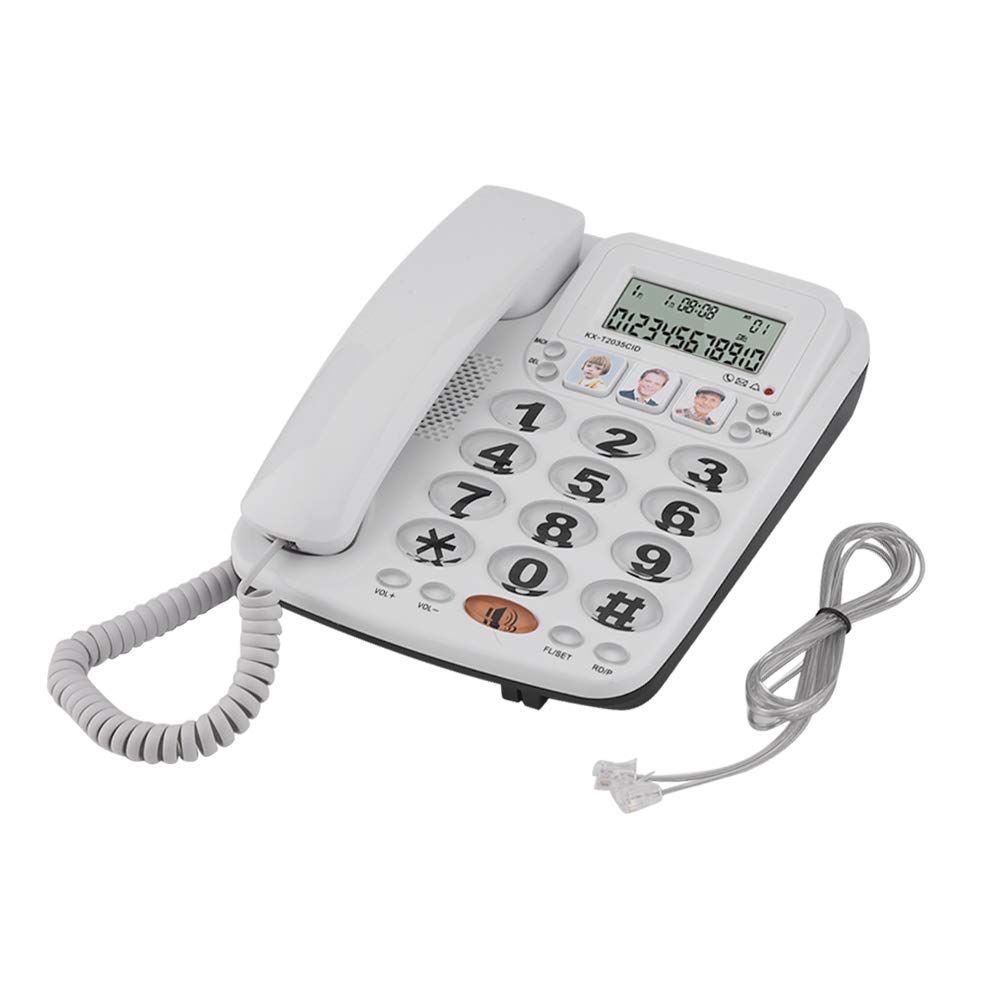 Telefono con cavo, telefono fisso domestico con filo con vivavoce e ID chiamante, telefono con cavo a 2 linee suono chiaro per casa/ufficio/hotel