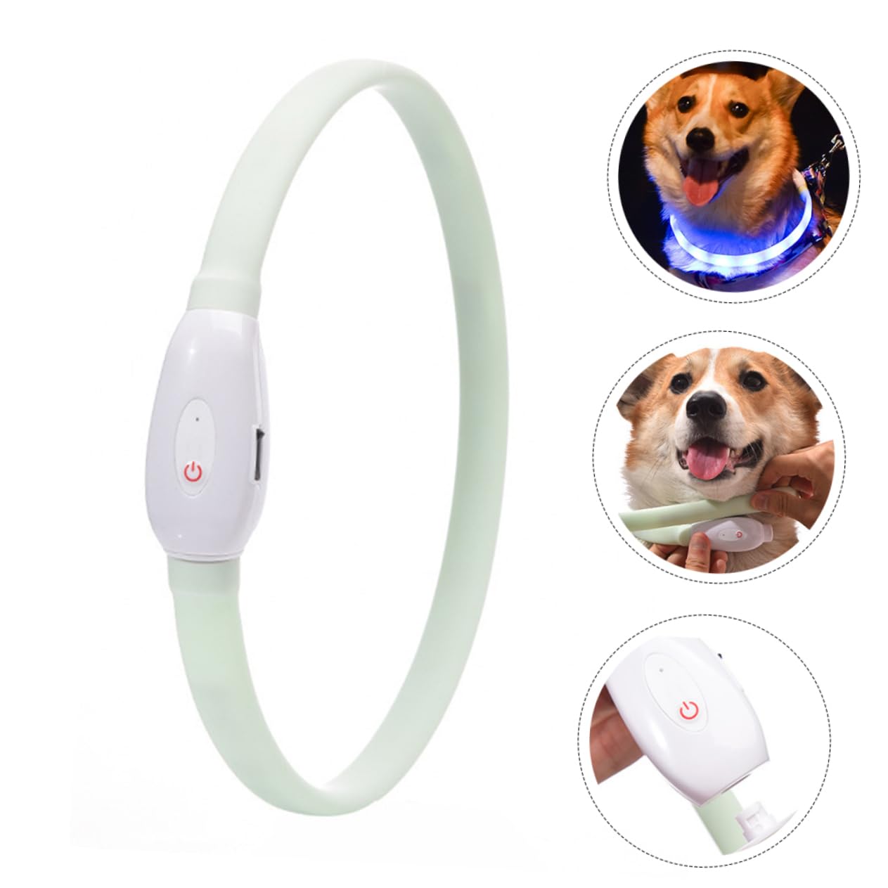 Housoutil 3juegos Collar Led para Perros USB Recargable Luminiscente para Caminatas Nocturnas