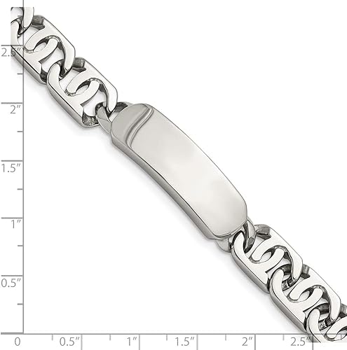 Miniatura 5 de Pulsera de identificación pulida de acero inoxidable personalizado grabado pulido para hombres longitud 8.5 pulgadas ancho 0.472 in con cierre de