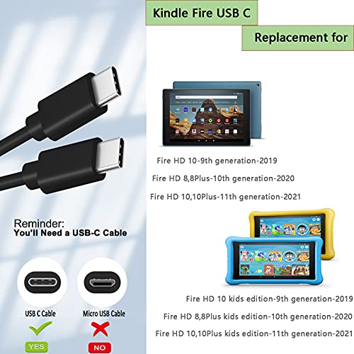 15W Fast Charger for New Fire HD 10,5Ft USB C Cord Compatible for Kindle Fire HD1011th