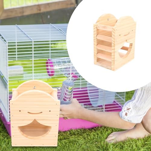 Comedero de madera maciza para la salud de roedores pequeños 8