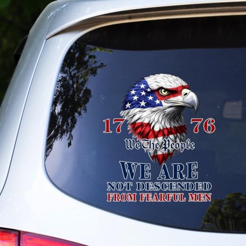Image of 2pcs We The People 1776 American Bald Eagle Flag Car Decals Patriotic | 250th Anniversary of The United States Sticker Removable Vinyl Decal for Auto Car Truck SUV Trailer Window Vinyl Decal 10 in