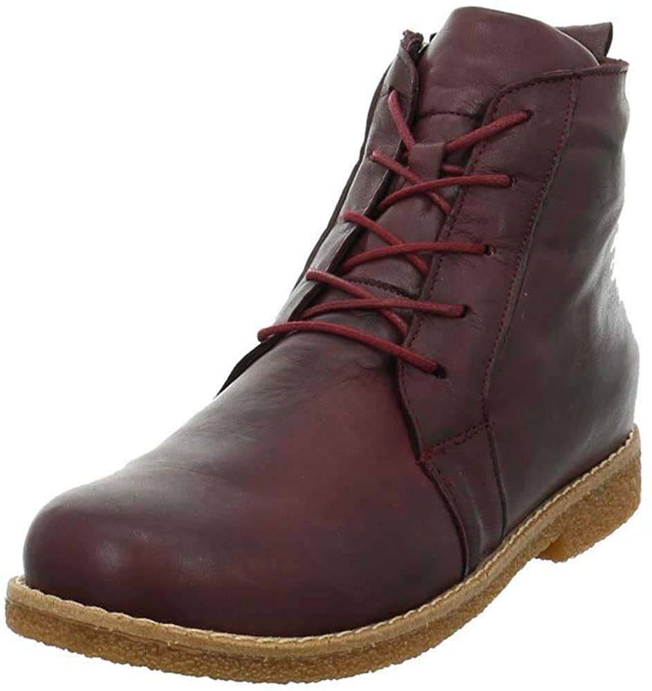 Andrea Conti 0344616 Women's Ankle Boots Leather Lace-Up Crepe Outsole, Red Burgundy 582, 3.5 UK