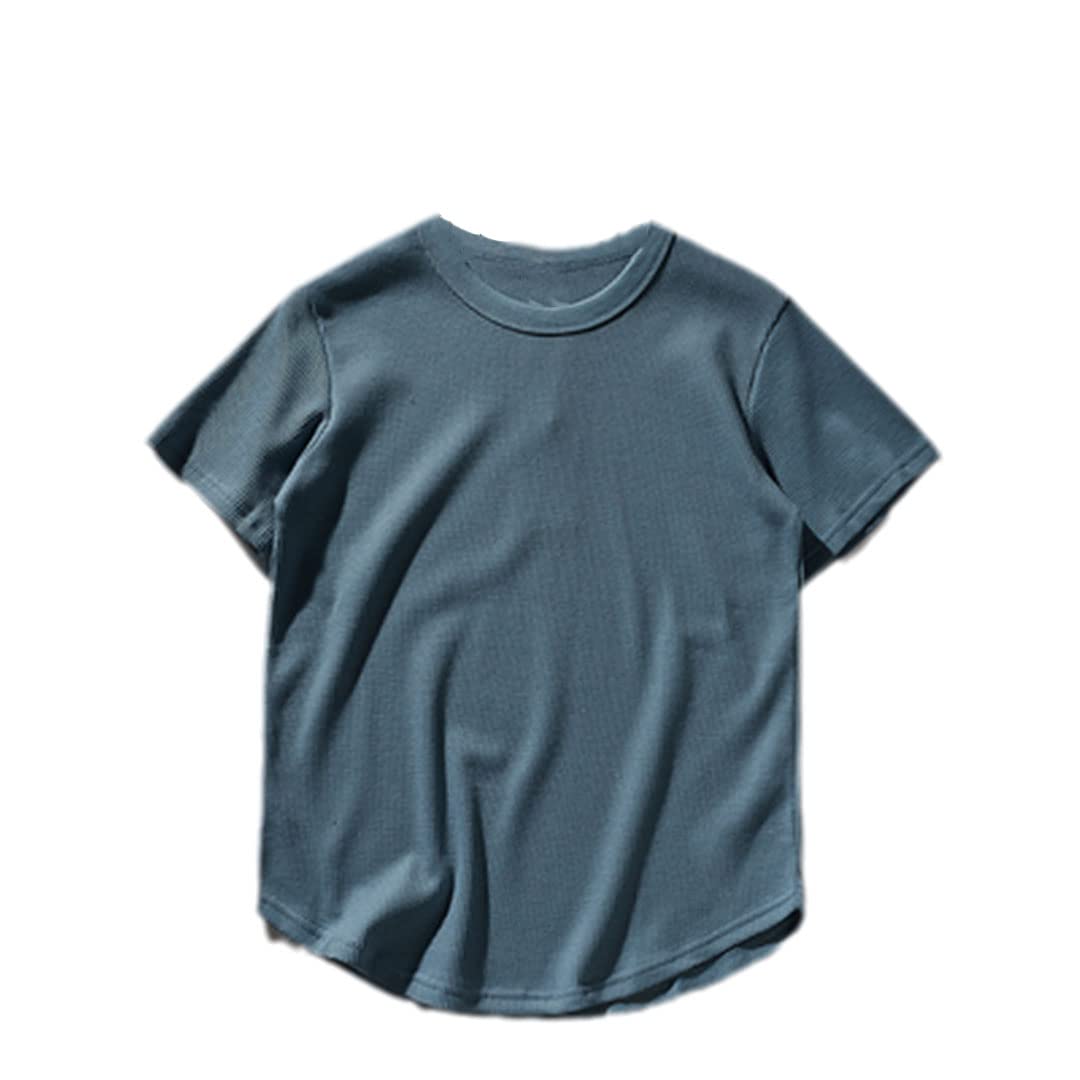 Vogrtcc Camiseta de cuello Henry para hombre, manga corta, estilo casual, holgada, 3200, L