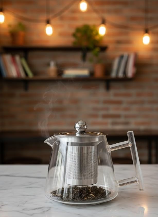 Image of ANKUL Borosilicate Glass Coffee & Tea Pot with Stainless Steel Infuser 500ml - Heat-Resistant Loose-Leaf & Brew Maker (Ankul - 12)