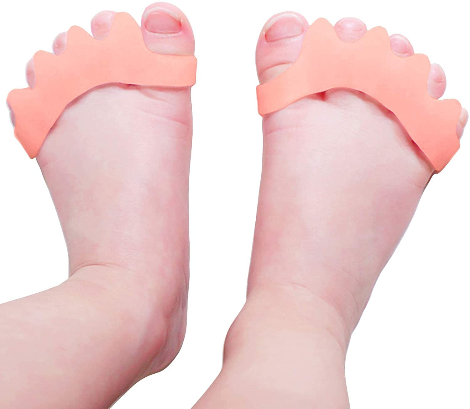 ZYMY Separador de Dedos de Gel para niños y Separador de juanetes para Separar y Corregir los Dedos de los pies superpuestos (Beige, 2 Piezas)