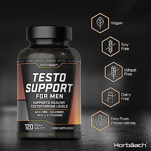 Testosterone Supplement for Men | 120 Vegan Tablets (4 Months Supply) | Male Hormone Tablets with Zinc, Selenium, Iron & B Vitamins | by Horbaach - Image 6