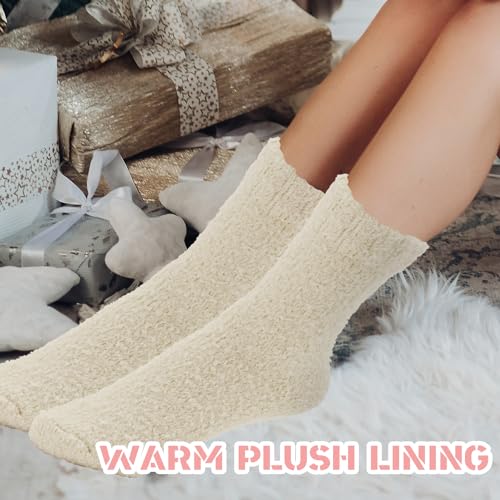 Image of Dohia Womens Fuzzy Socks Soft Fluffy Slipper Socks Microfiber Cozy Warm Home Sleeping Winter Socks D1-CSSMW