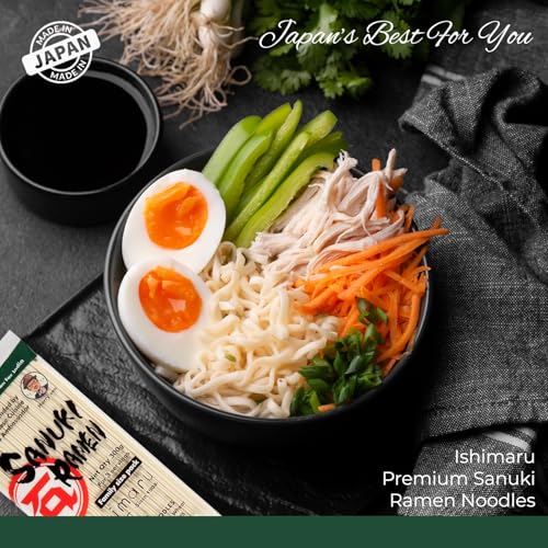 Image of Pocket Kitchen Ishimaru Premium Sanuki Ramen Noodles - 600 Grams (300 Grams X 2) | Made In Japan | Highest Grade 100% Japanese Wheat | No Maida, No Preservatives, Not Fried But Dried, No Msg