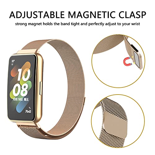 Niboow Strap Compatible with Huawei Band 7, Men Women Magnet Stainless Steel Metal Watch Bands Compatible with Huawei Band 7 - Image 4