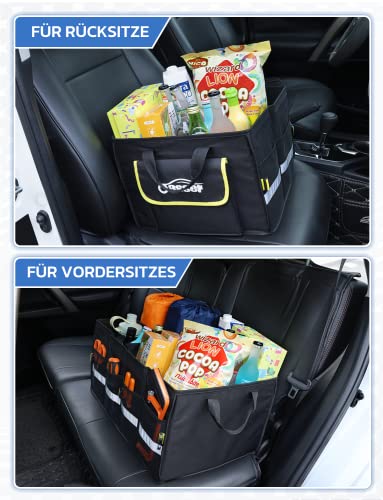 Oasser Kofferraumtasche Kofferraum Organizer mit Deckel Autobox Auto Box Tasche Wasserdicht Rutschfest Faltbar mit Griffe Reflexstreifen