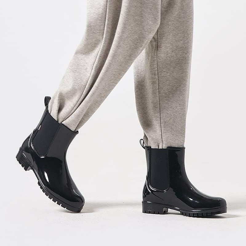 planone Short Rain Boots Women Fashion Waterproof Chelsea Boots for Women Light Outdoor Garden Shoes Ankle Muck Boots for Ladies Non Slip Work Shoes Rubber Boots with Premium Comfort Insole - Image 3
