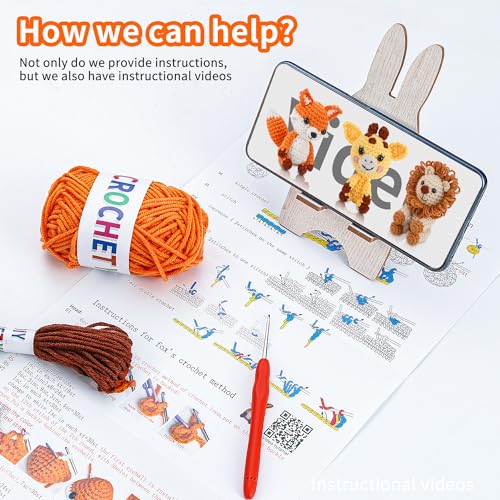Image of Crochet Kit for Beginners Crochet Animal Kit Crafts for Adults with Step by Step Video Tutorial Hobbies for Women Crochet kit Crochet Animals Beginner Crochet kit DIY Knitting Supplies