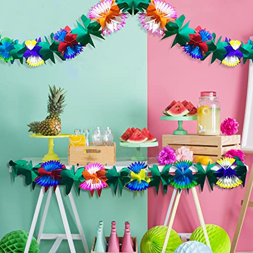 Cholic 2Pcs Tropical Flower Garlands, 9.84Ft Hibiscus Garland Tissue Flower Banner For Island Beach Party Tropical Luau Birthday Party Hawaiian Wedding Baby Shower Jungle Party Decorations #TOP4