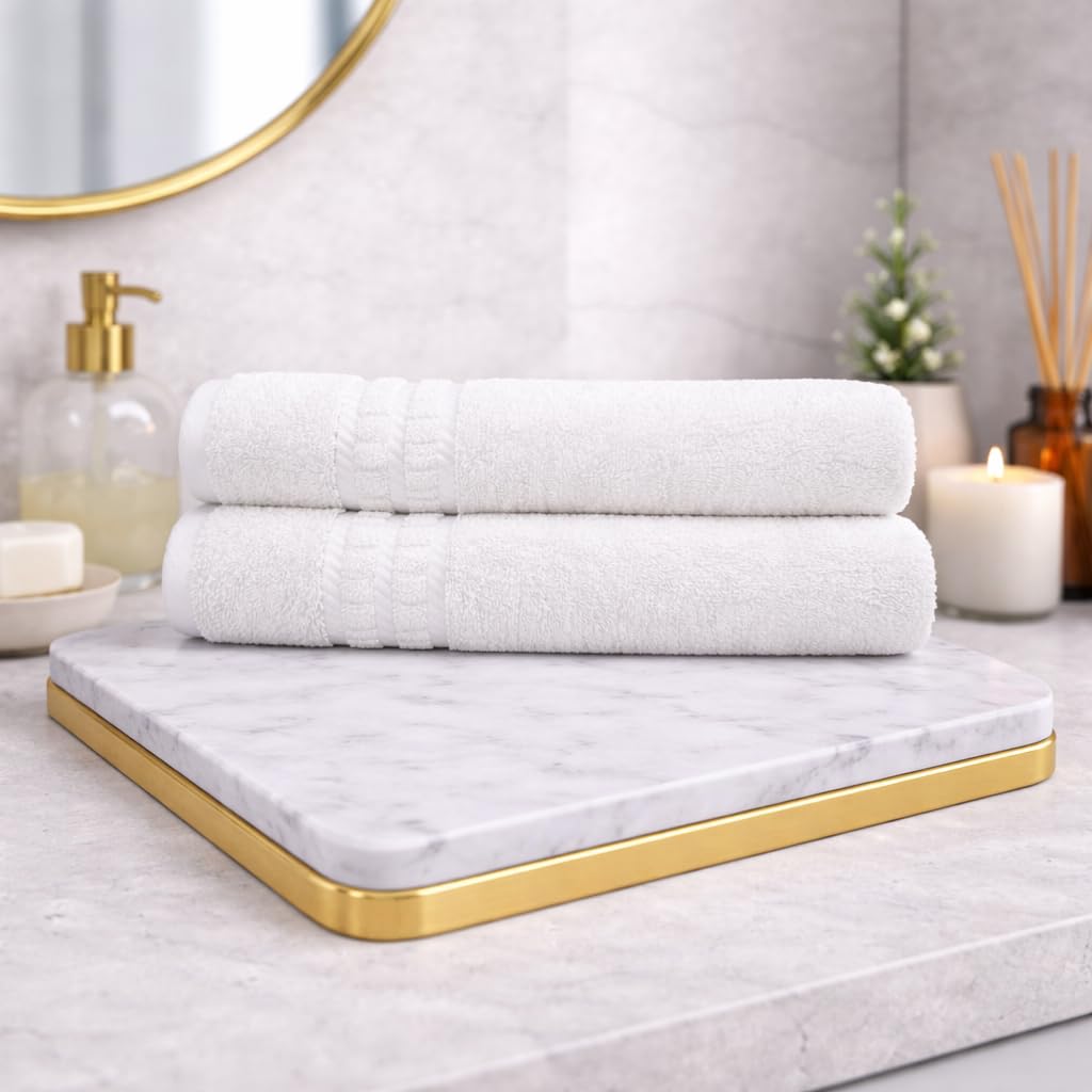 Premium 100% Cotton Hand Towels, Pack of 2, Soft and Absorbent, 40 x 70 cm, 600 GSM, Cotton Towel Set for Home, Bathroom, Gym and Travel (2, Snow White)-image-41