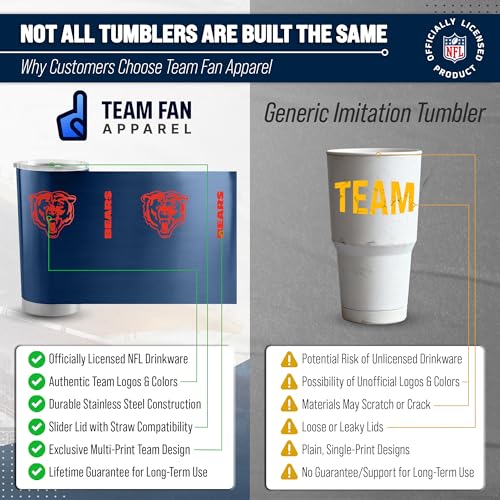 Image of Chicago Bears NFL 20oz Stainless Steel Insulated Tumbler, Slider Lid