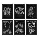 bqw Dirt Bike Patent Wall Art Prints – Set of 6 Unframed 11x8.5 Motocross Posters for Boys Bedroom, Teen Room, or Garage Decor | Vibrant Off-Road Motorcycle Gift for Riders & Fans