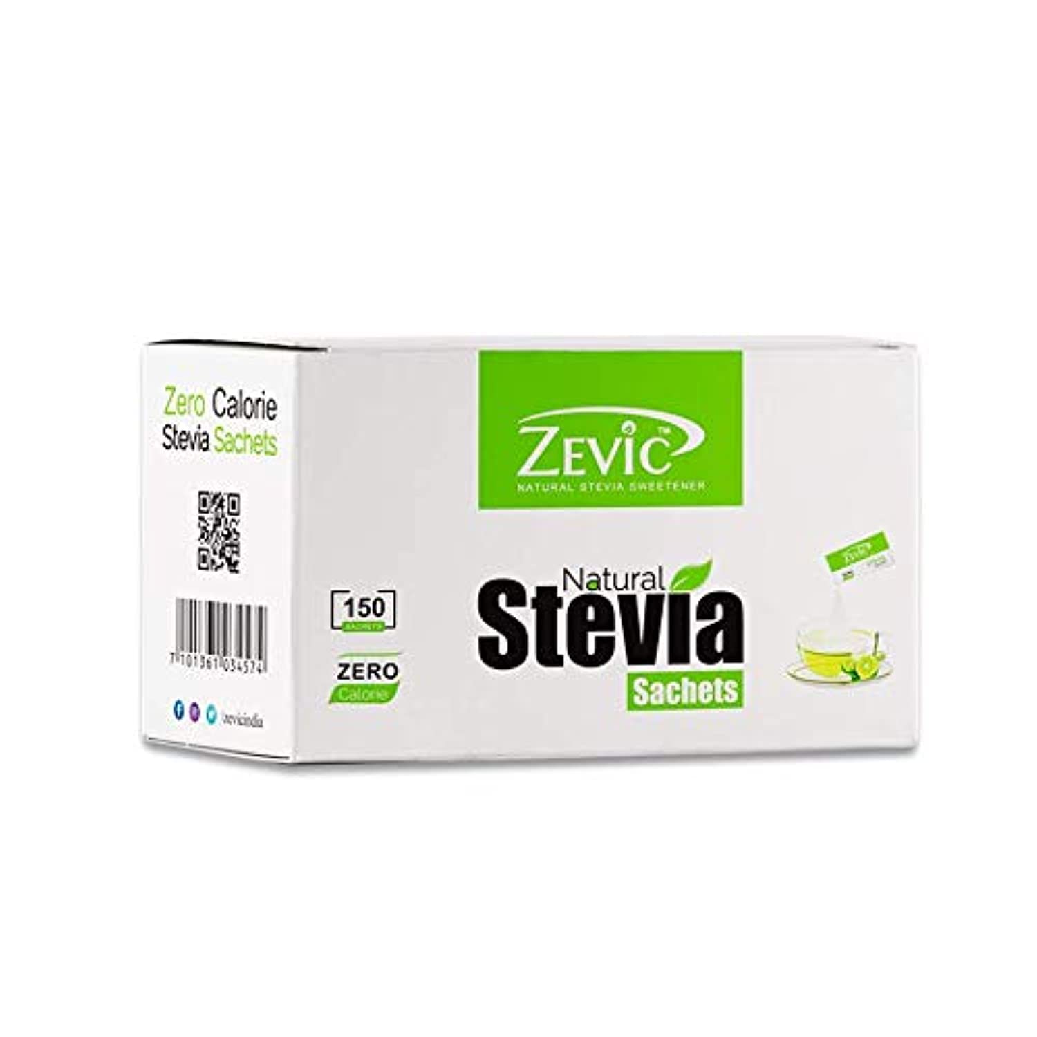 Zevic 100% Sugar Free Natural Stevia Sachets | Zero Calories | Vegan & Keto |