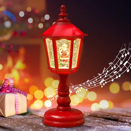 Weihnachtsdeko Laterne, Weihnachts Schneekugel Laterne mit Musik,...
