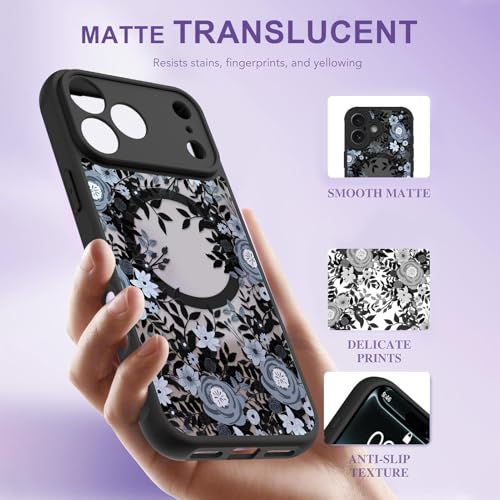 Fsoole Magnetic for iPhone 17 Case with Screen Protector, Black Flower by Fsoole - Used condition - Image 4