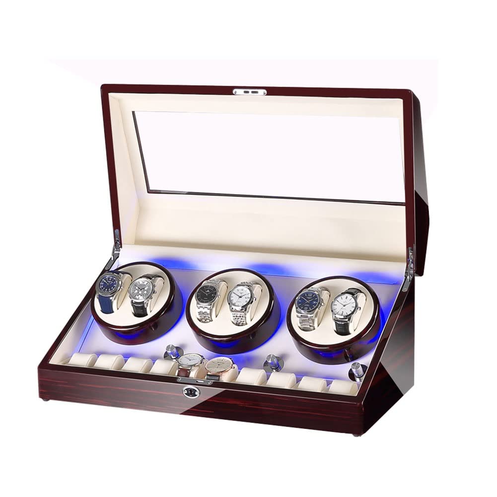 Caja para guardar relojes automáticos con 6 puestos giratorios, el regalo ideal para coleccionistas