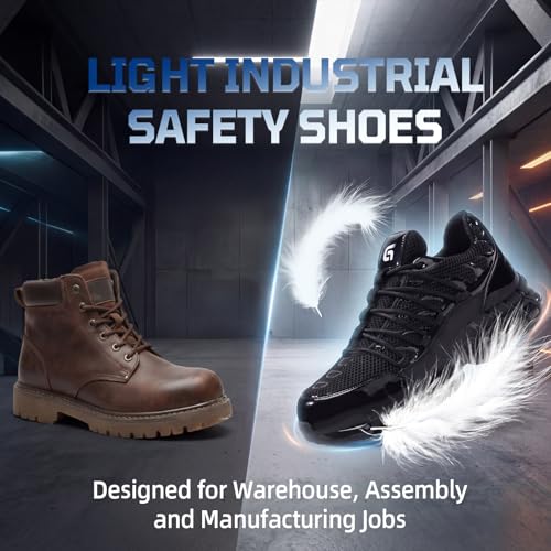 Image of Steel Toe Work Shoes for Men Lightweight Safety Shoes with Puncture Resistant Sole Comfortable Construction Industrial Work Shoe for Warehouse
