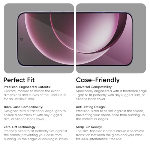 Image of POPIO Military-Grade Gorilla Tempered Glass for OnePlus 15 | 9H Hardness, Edge-to-Edge, Bubble-Free