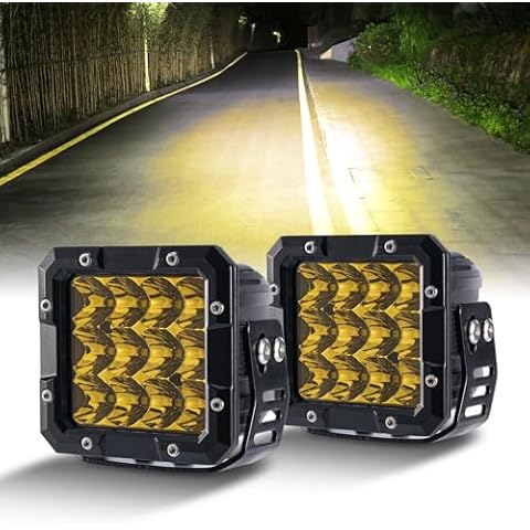 YCHOW-TECH LED Pod Light, 2PCS 6 Inch Amber Fog Light Offroad Cube Light Pods Focusing Spotlights, 120W 1,200LM Yellow Spot Beam Auxiliary Driving Ditch Work Lights for Auto Truck Car Jeep Cover