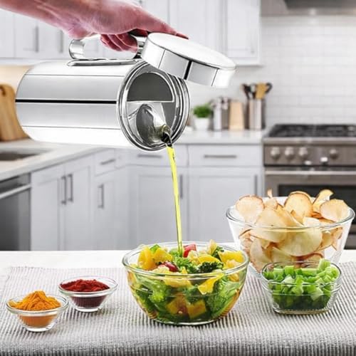 Image of ATROCK Stainless Steel Oil Dispenser 1 Litre | Nozzle Oil Bottle 1000Ml Leak Proof Pour Spout, Olive Oil Bottle for Kitchen, Cooking, Vinegar, Eco-Friendly & Durable Oil Container (Pack of 1)