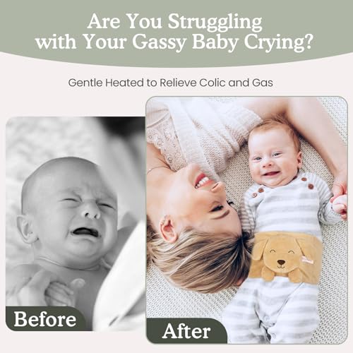 Image of Baby Colic and Gas Relief, Heated Tummy Wrap for Newborns Belly Relief by Soothing Warmth, Baby Heating Pad Swaddling Belt Relief & Soothe Gas, Colic and Upset Stomach for Newborns to Toddler (Puppy)