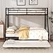 Shintenchi Bunk Bed Twin Over Full Size with Trundle, Heavy-Duty Twin&Full Frame with Full-Length Guardrail and Two Ladders, Triple for Kids, Teens and Adults, Space-Saving, Black