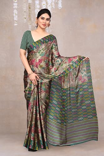 Image of MIRCHI FASHION Saree for Woman Chiffon Floral Printed | Breathable Lightweight Summer Sari for Office and Home Use with Blouse Piece (Available in 20 Colors)