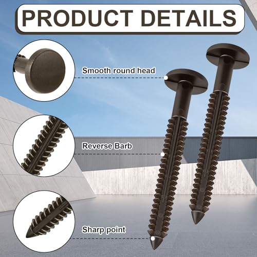 Image of Blulu 18 Pcs 3 Inch Vinyl Shutter Fastener Window Panel Peg Lok Pin Pegs Screws Shutter Spikes Anchor (Ochre Brown)