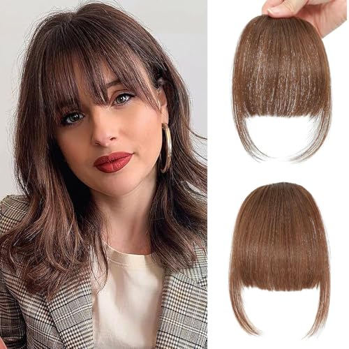 Frange ondulée pour femme en cheveux humains offrant un volume modulable à clips