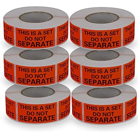 BETCKEY - Red Warning Shipping Packing Labels/Stickers, This is A Set DO NOT Separate, 25mm x 50mm, 6 Rolls/3000 Labels Cover