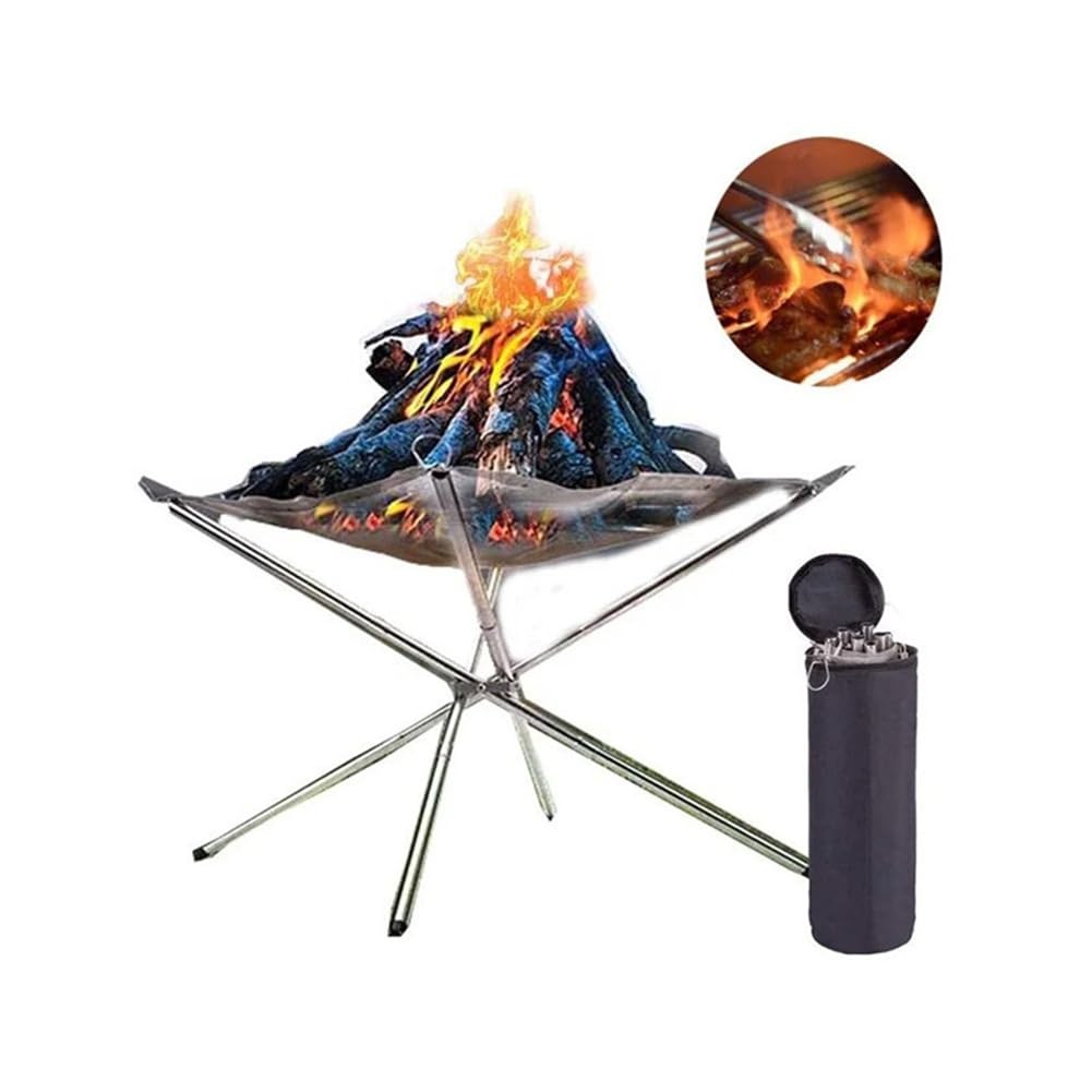 Support De Feu De Camp Pliable - Métal Galvanisé Antirouille - 860g