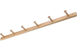 iDesign Wooden Peg Board Wall Mount Coat Rack with 6 Hooks