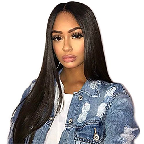 Superwigy 80CM Anime Young Long Straight Synthetic Hair Wig No Bangs Natural Black Soft Wigs for Women