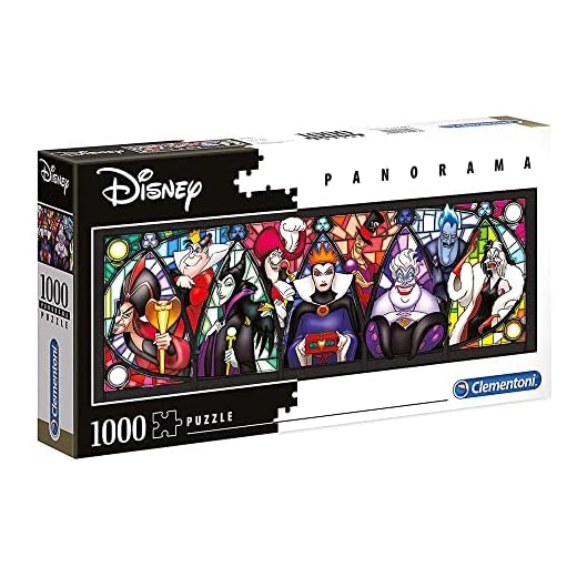 Clementoni Puzzle 1000 Piezas panorámico Villanos Disney, Puzzle Adulto Disney (39516), Multicolor