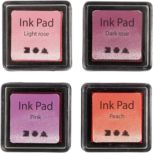 Assortiment de Tampons encreur - Rose - 3,5 x 3,5 cm - 4 pcs