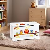 Leomark Hölzern Kindertruhenbank – Eulen – Kinderbank, Behälter für Spielzeug, Truhe für Kinderzimmer, Kindermöbel, Sitzbank mit Stauraum für Spielsachen, Höhe: 32 cm - 2