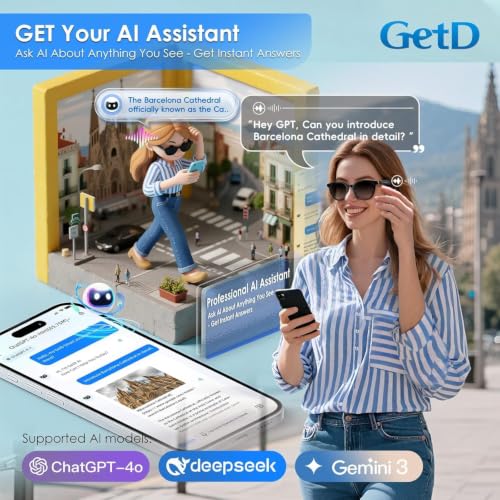 GetD AI Smart Glasses for Men and Women, Low Bridge Fit, 74-Language Real-Time Translator Powered by ChatGPT - Bluetooth 5.4 with 11H Playtime, Polarized Sunglasses for Travel, Driving, Daily Use — view 4