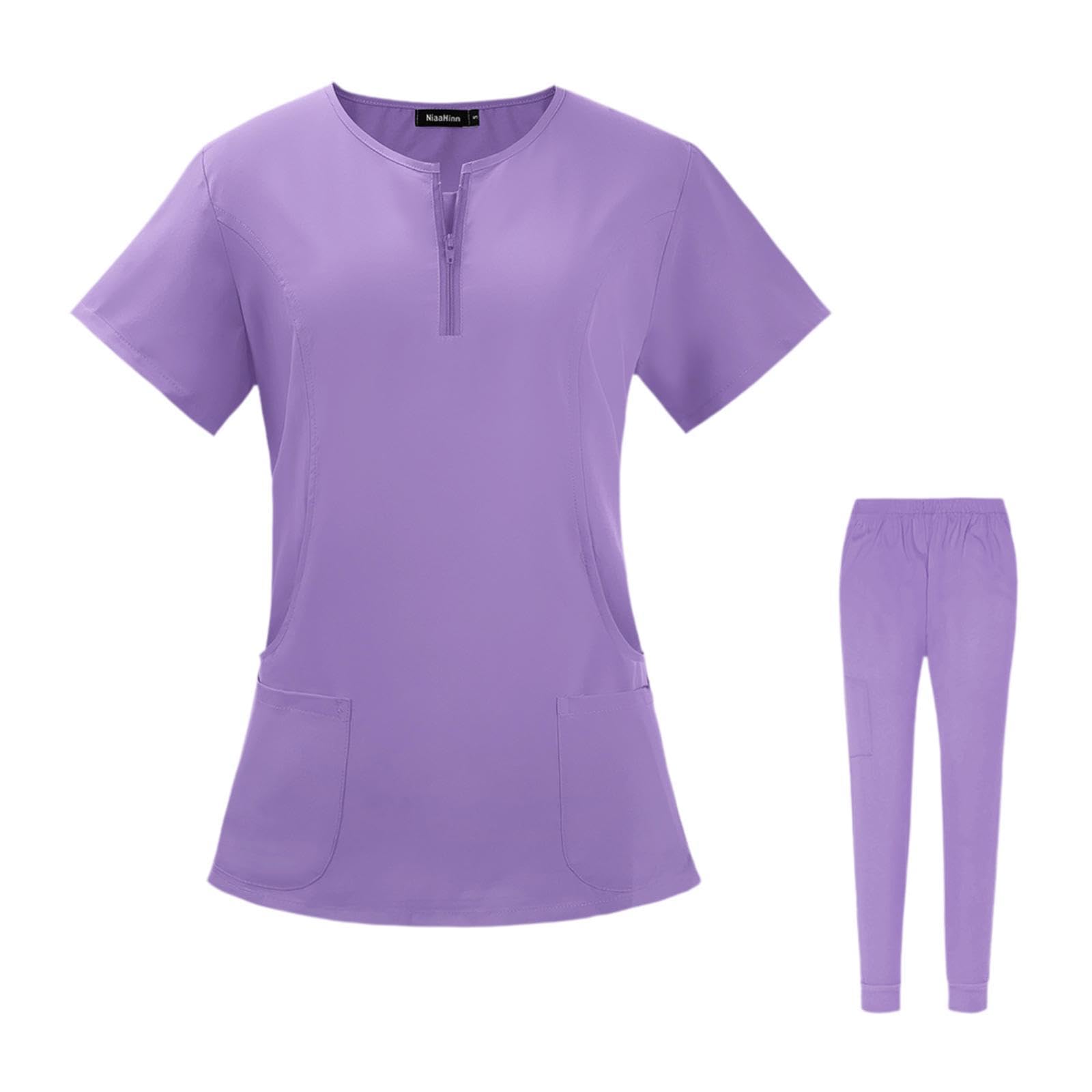Tenue de travail de bloc violette S confortable pour le spa