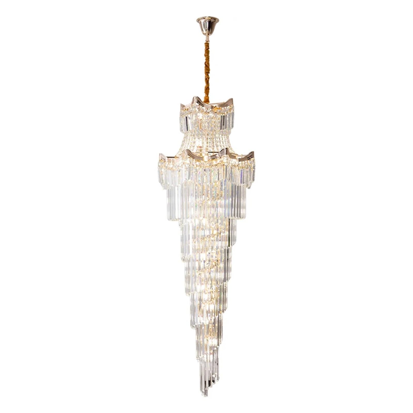 PCXEHUYP Duplex Villa Large Chandelier Luxury Living Room Crystal lamp Staircase loft Flat Lift Empty Floor Between, for