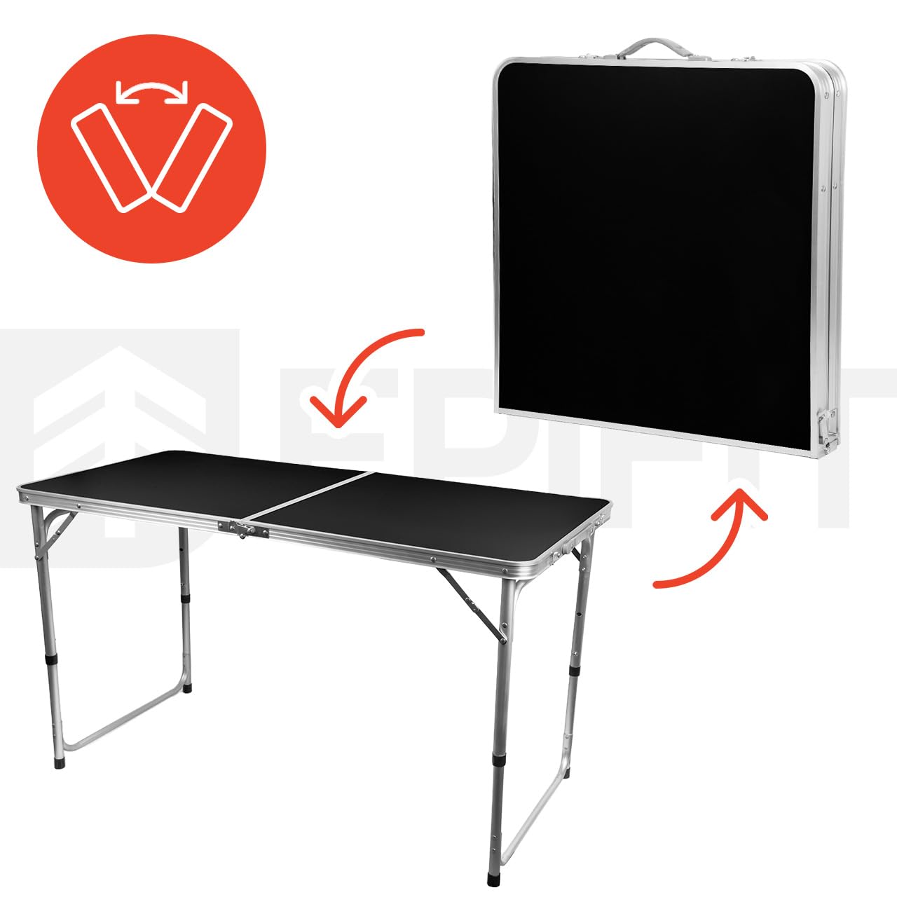 MalTec Wandertisch Klappbarer Campingtisch Koffer Camp 120 Set Set mit 4 Stühlen
