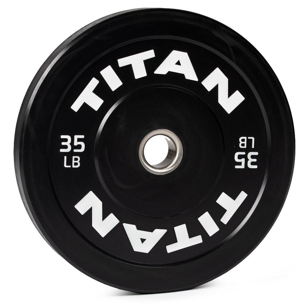 Titan Fitness 35 LB Single Economy Series Black Olympic Bumper Plate, Durable Rubber Exterior with Steel Core, Weightlifting and Strength Training Weight Plate